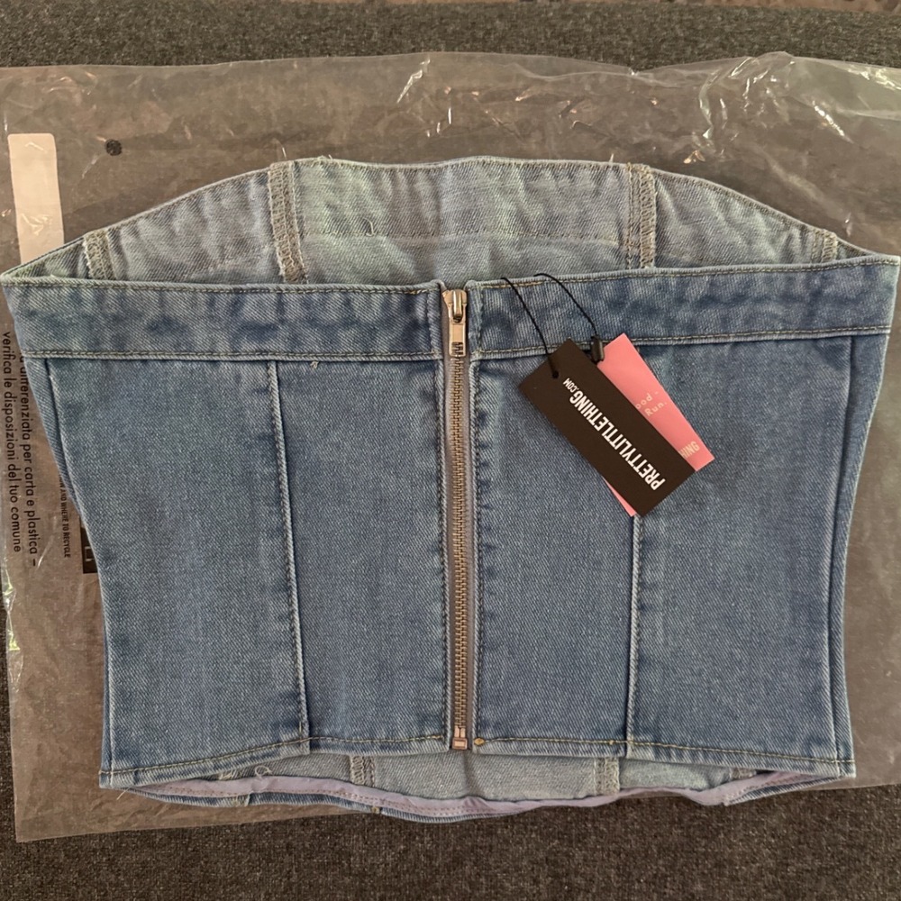 PLT denim corset US 4 Tall light blue NWT - Picture 4 of 9